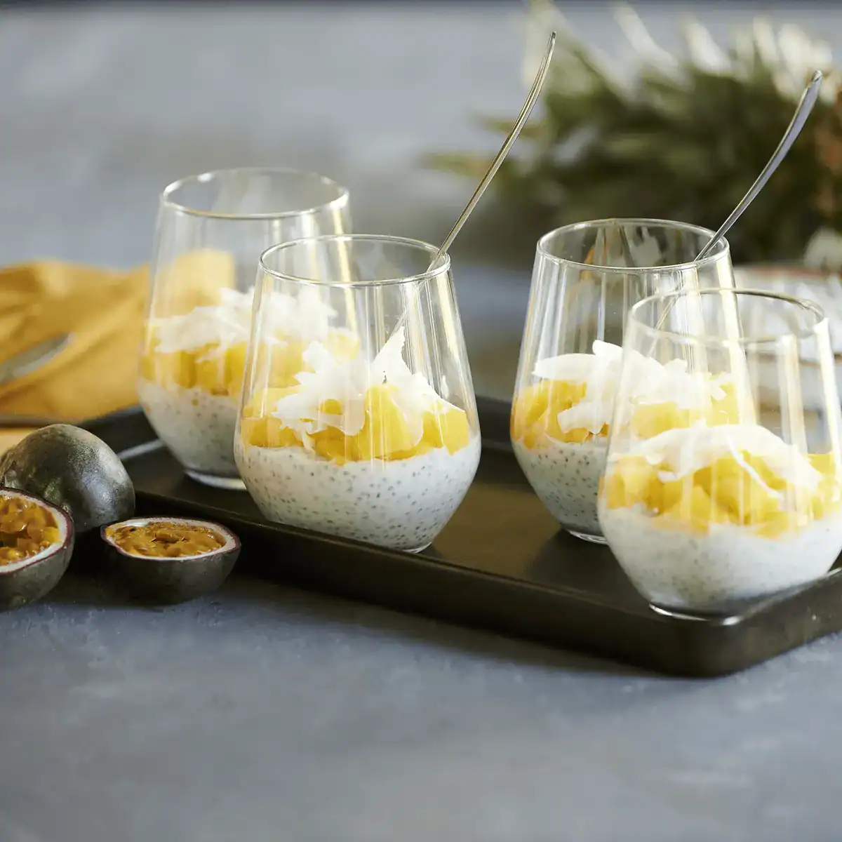 Chia Pudding with Mango, Passionfruit and Coconut - Emborg Malaysia