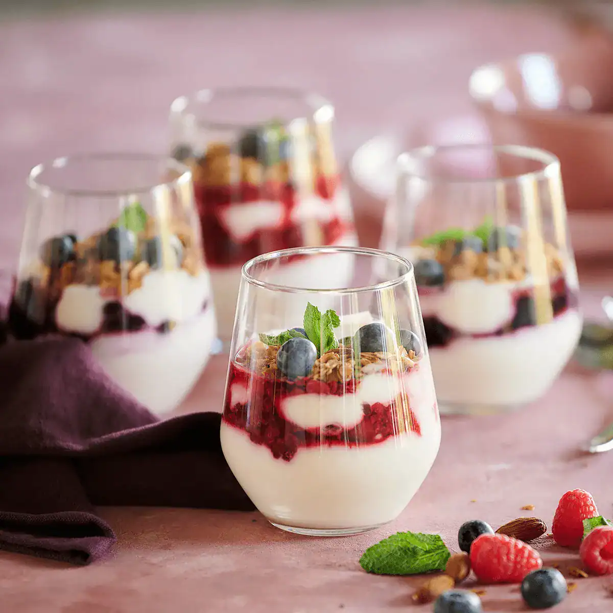 Yogurt with Berry Coulis and Granola - Emborg Singapore