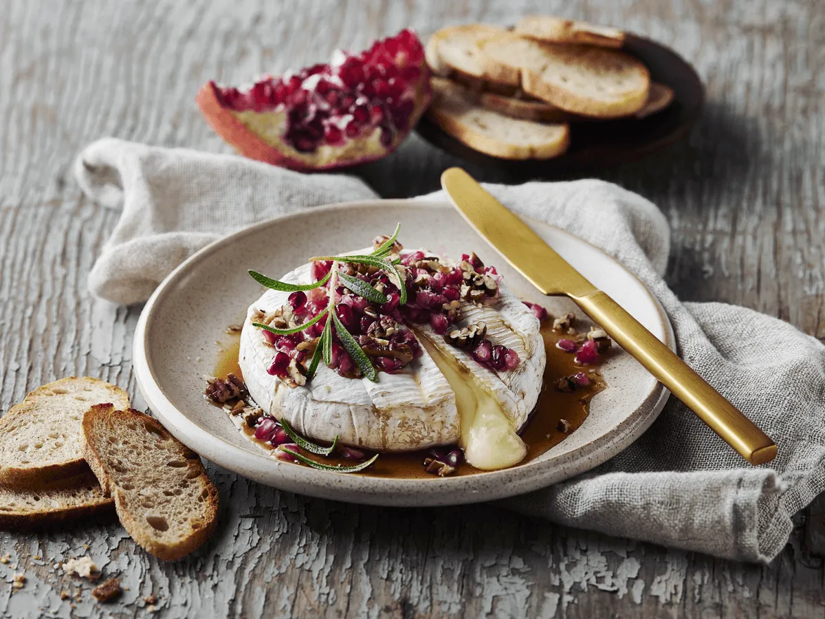 Baked Brie with Nuts, Pomegranate and Honey - Emborg