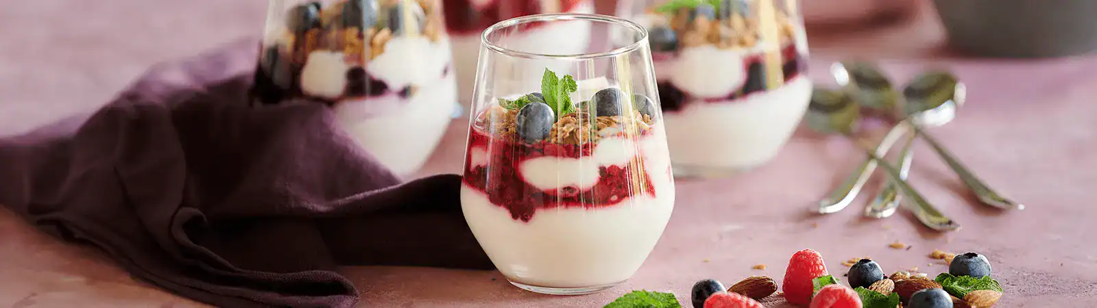 Yogurt with Berry Coulis and Granola - Emborg Singapore