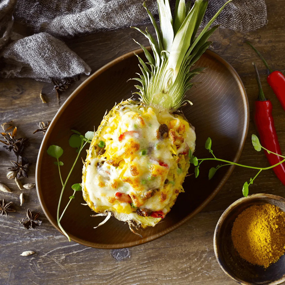 Cheese Baked Pineapple Fried Rice - Emborg 