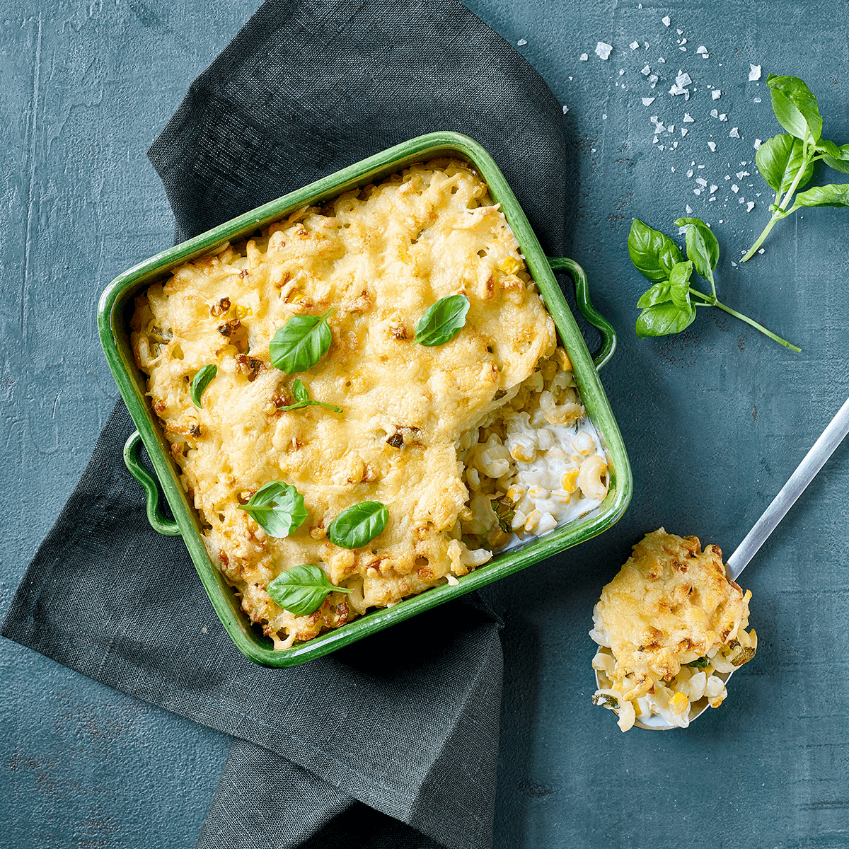 Cheese and Sweetcorn Pasta Bake - Emborg 