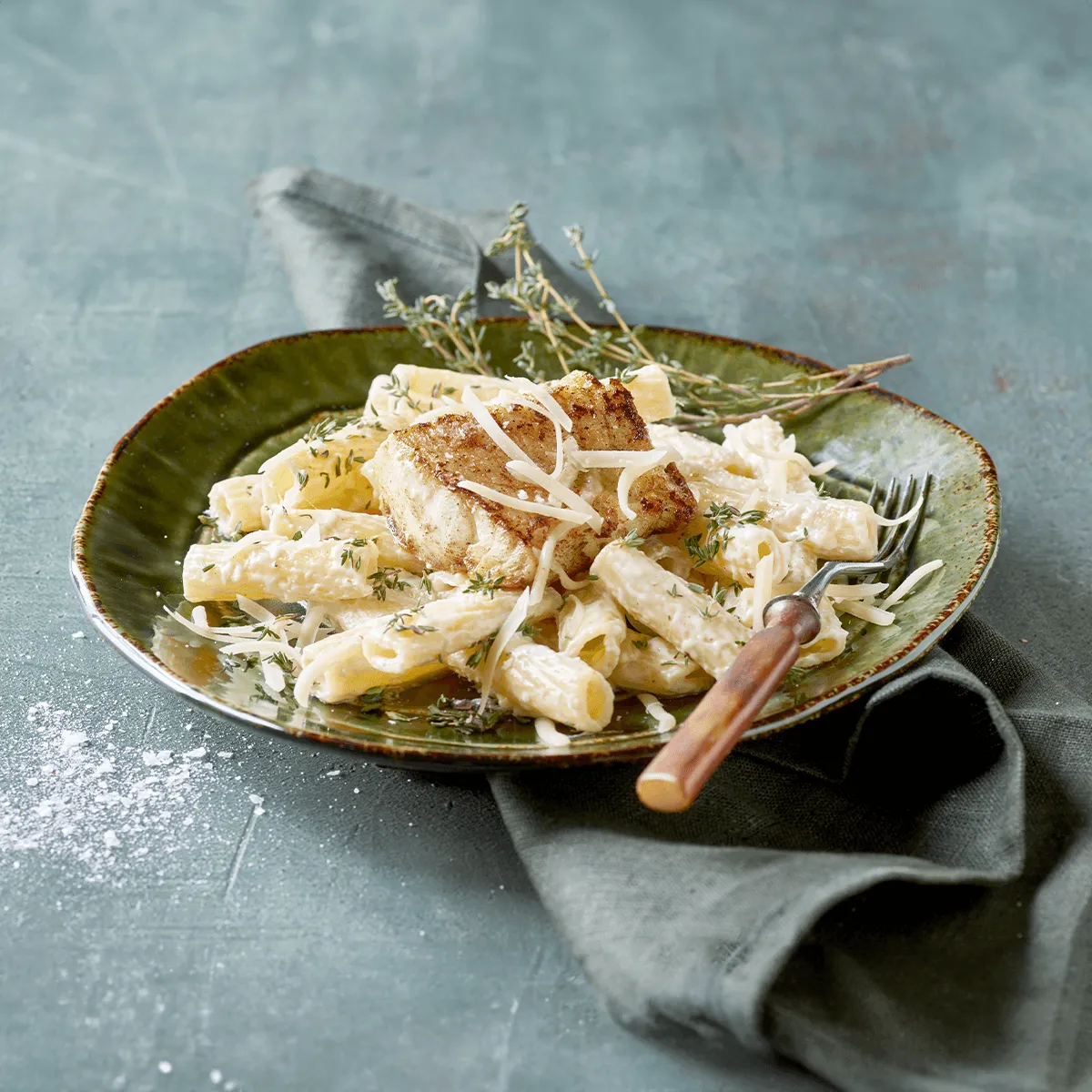 Pan Fried Fish with Pasta - Emborg Singapore