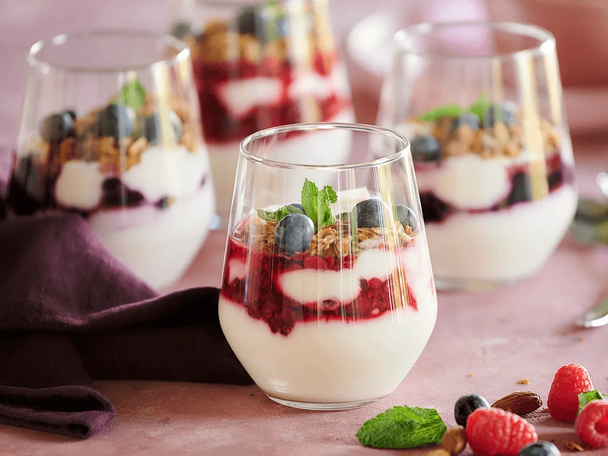 Yogurt with Berry Coulis and Granola - Emborg Singapore