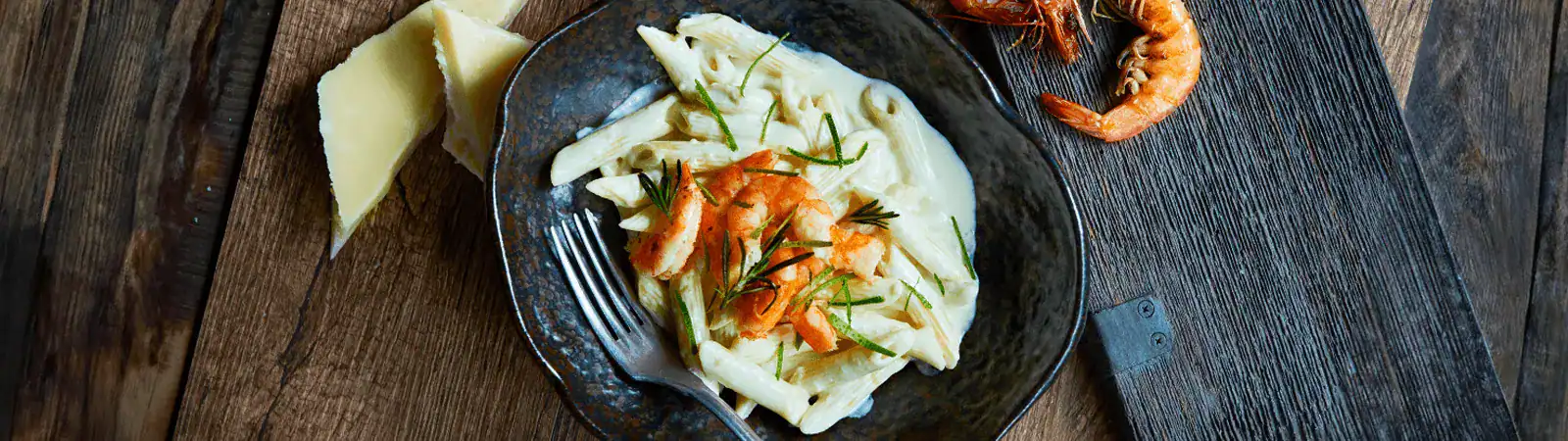 Grilled Prawns with Pasta Penne - Emborg Singapore
