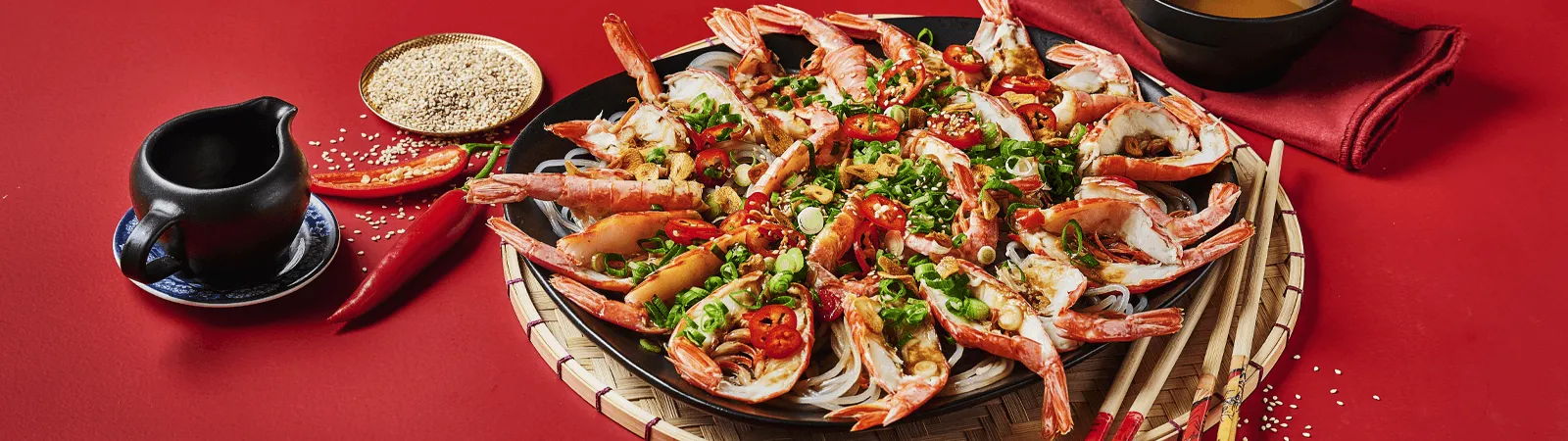 Garlic Butter Prawns with Glass Noodles - Emborg