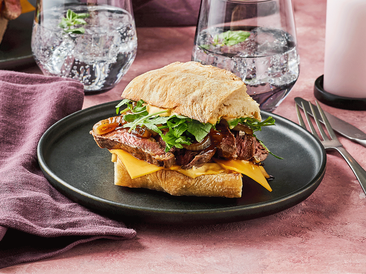 Beef Tenderloin Steak Sandwich with Glazed Onions - Emborg New Zealand