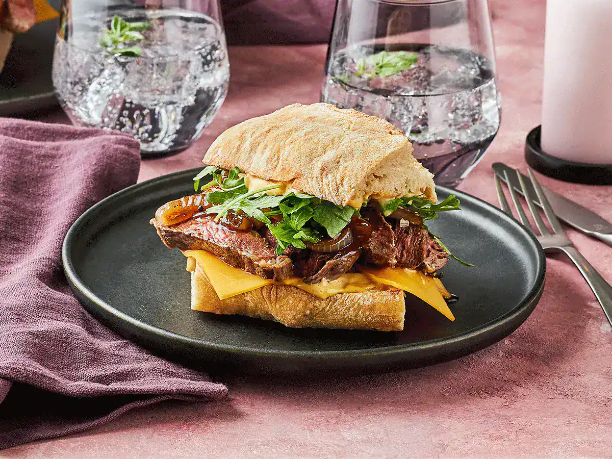 Beef Tenderloin Steak Sandwich with Glazed Onions - Emborg New Zealand