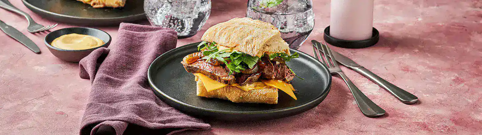 Beef Tenderloin Steak Sandwich with Glazed Onions - Emborg New Zealand
