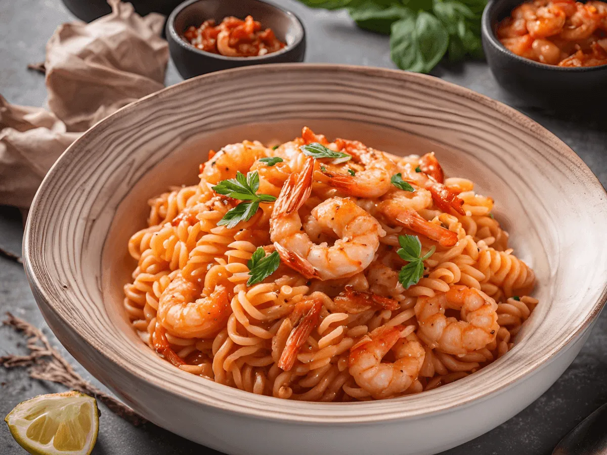 Creamy Gochujang Pasta with Prawns - Emborg Singapore