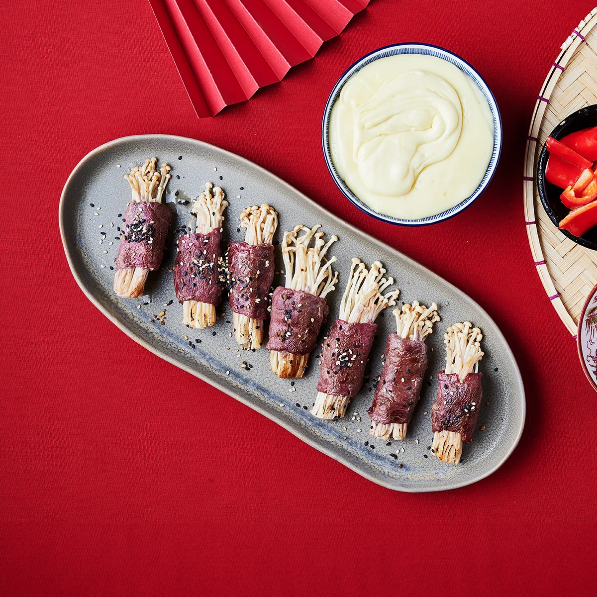 BBQ Enoki Beef Rolls & Cheese Dip - Emborg Malaysia