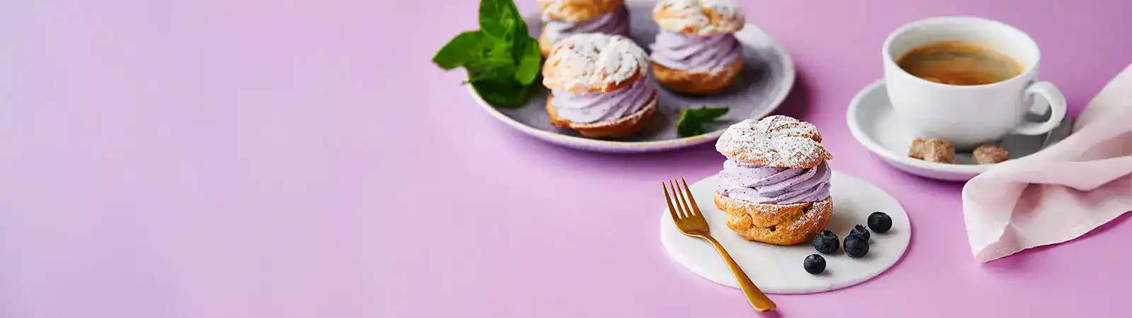 Profiteroles with Blueberry Chantily Cream  - Emborg Singapore