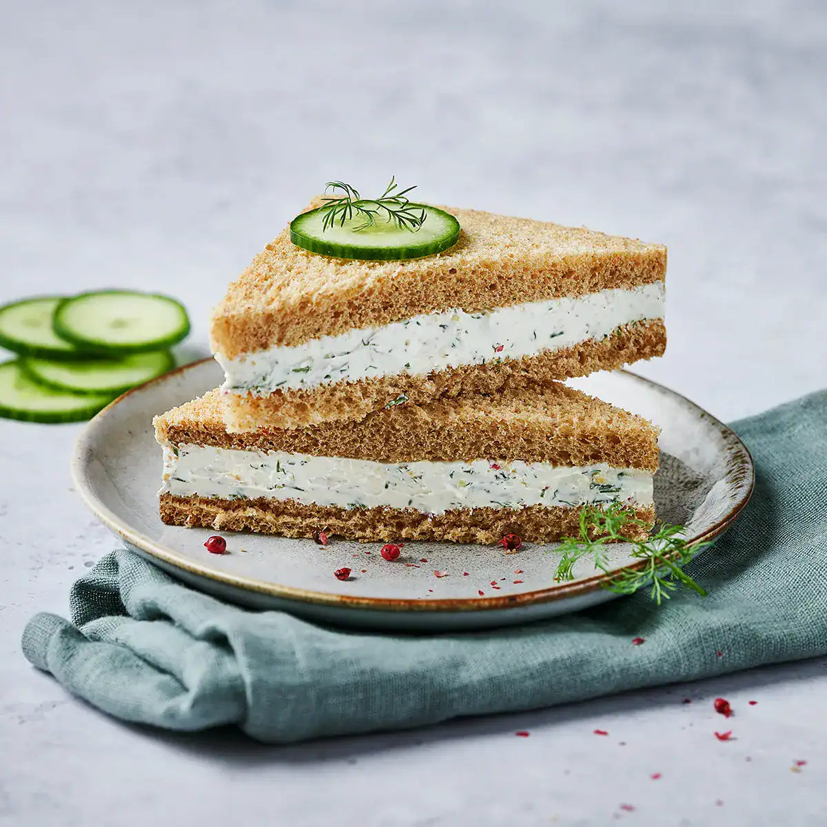 Cucumber & Herbs Cream Cheese Sandwiches - Emborg 