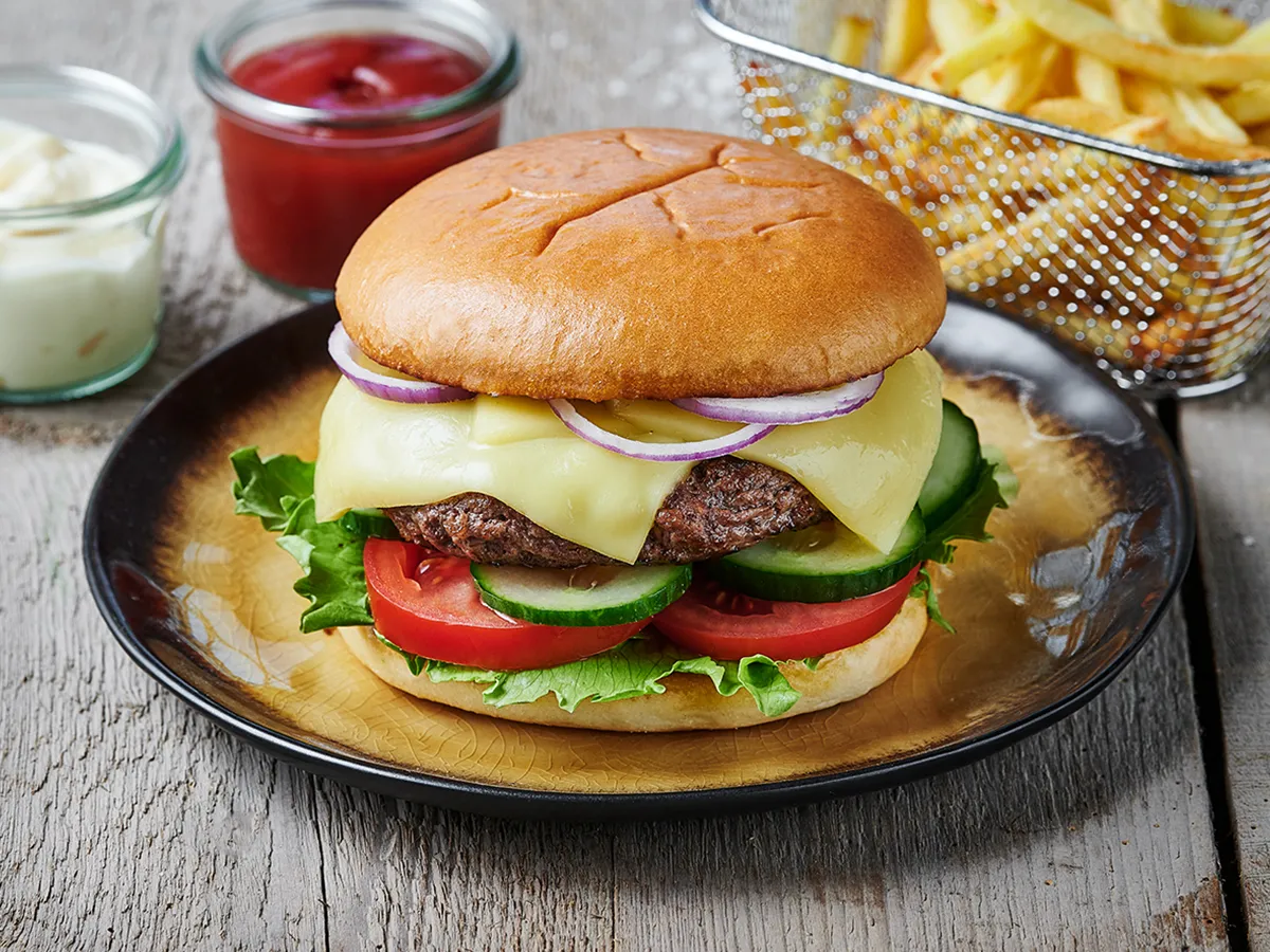 Beef Burger with Monterey Jack &amp; Mustard Sauce - Emborg Malaysia