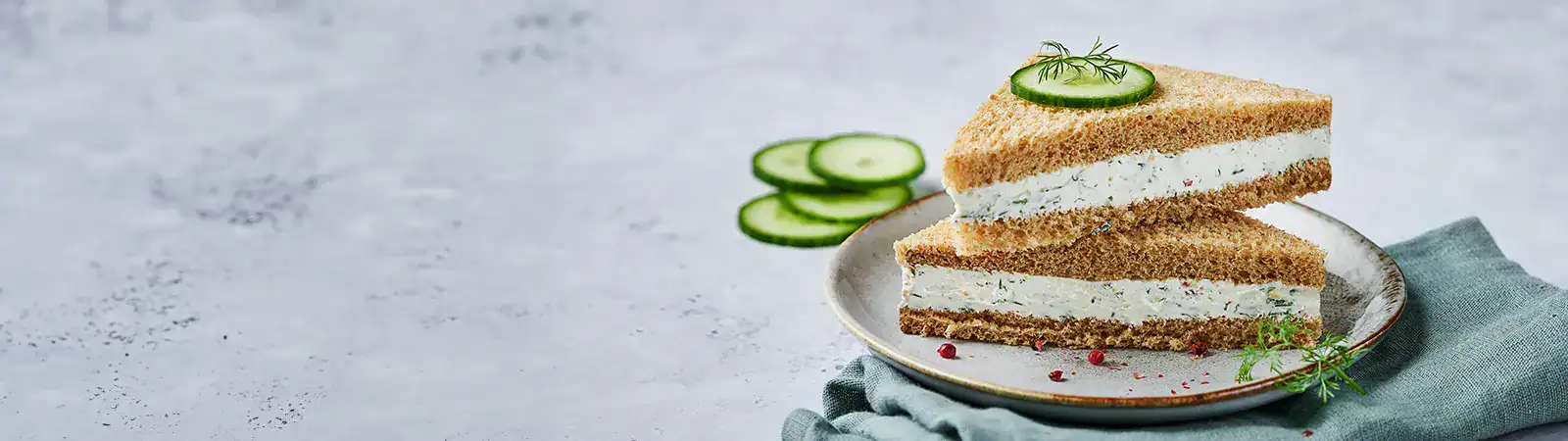Cucumber &amp; Herbs Cream Cheese Sandwiches - Emborg 