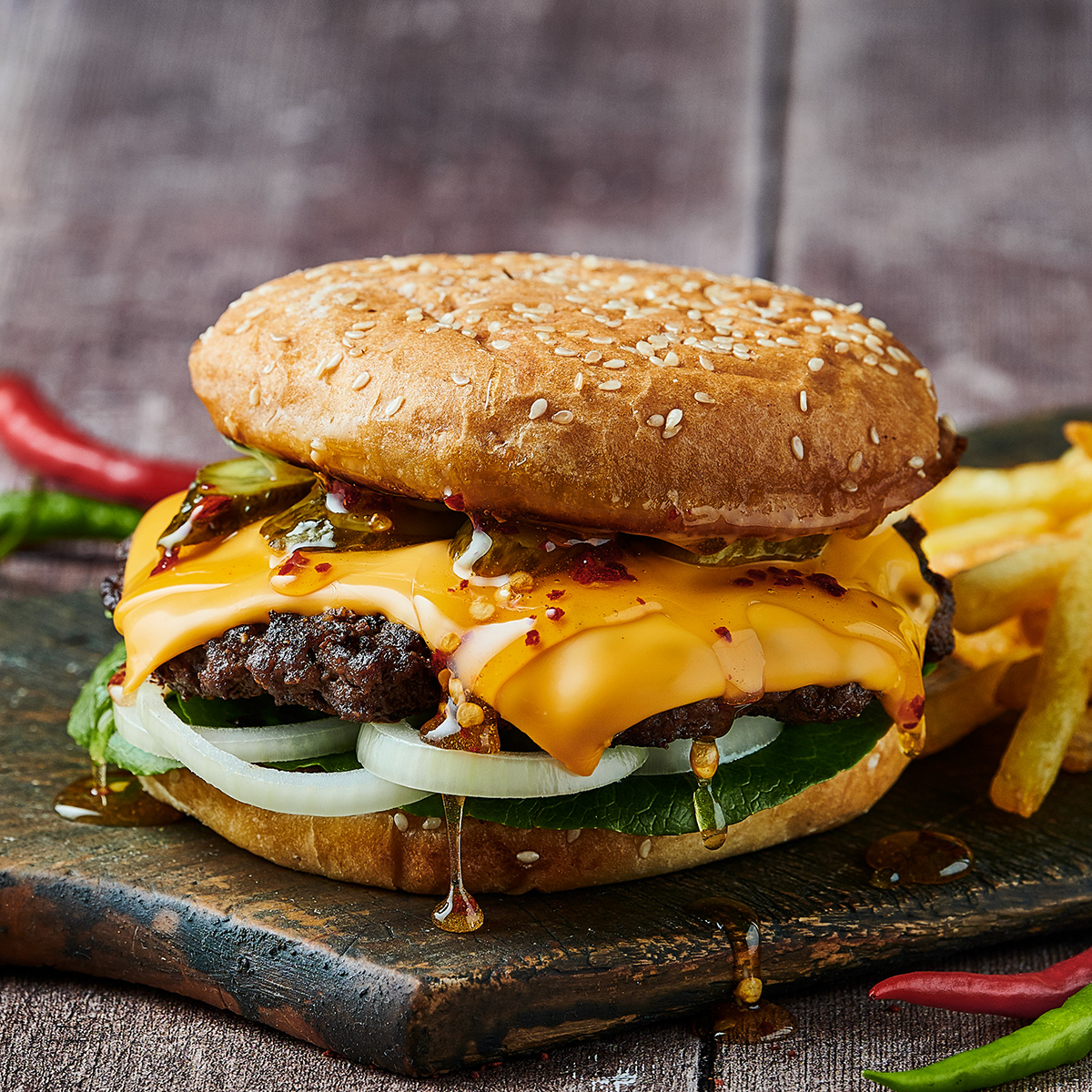 Hot Honey Smashed Burger - Emborg Malaysia