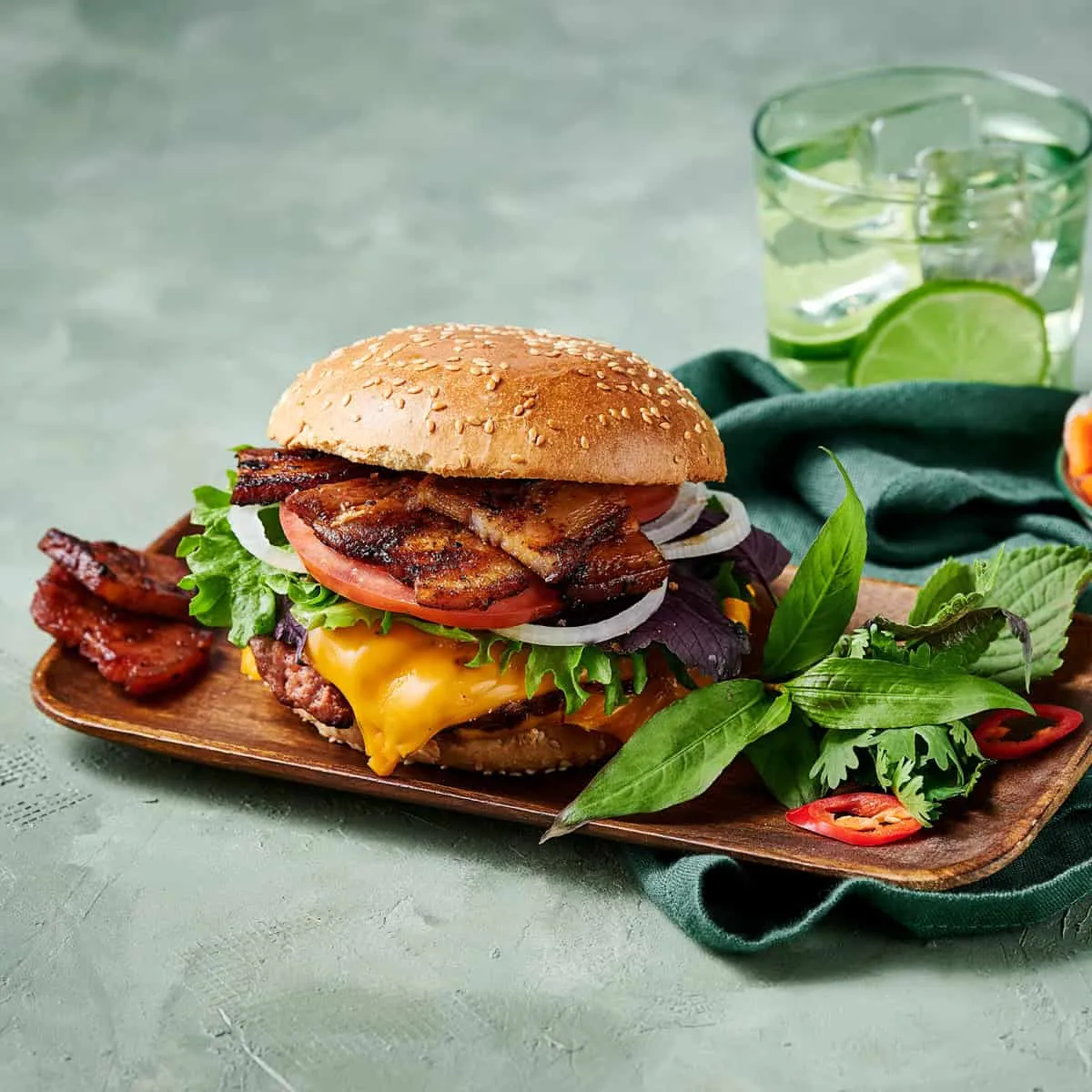 Bun Cha Burger with Cheese - Emborg 