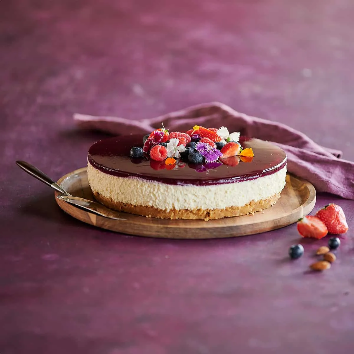 Decadent Easy Almond Cheesecake with Mixed Berries - Emborg Singapore