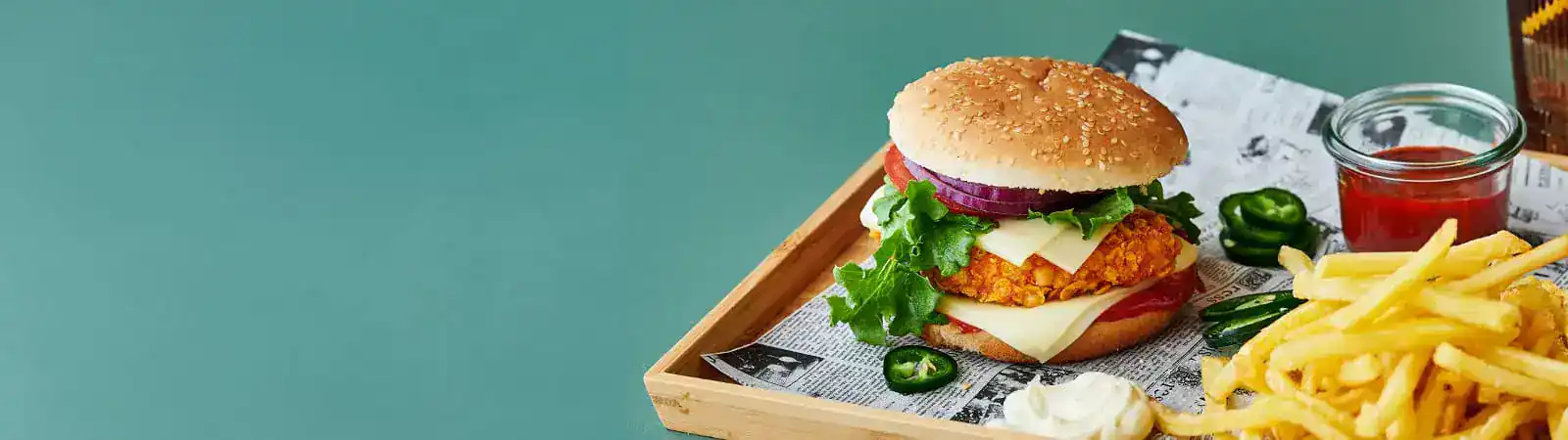 Cheesy Crispy Chicken Burger - Emborg Malaysia