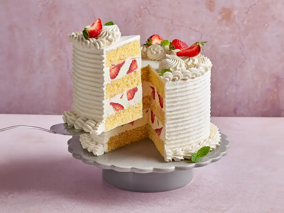Decadent Vanilla Cake with Strawberries - Emborg Singapore